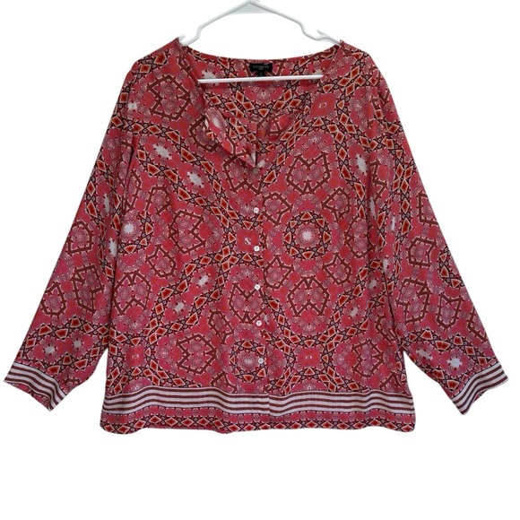 Talbots Pink and Orange Abstract Geometric Print Top.
Size X - Picture 14 of 14